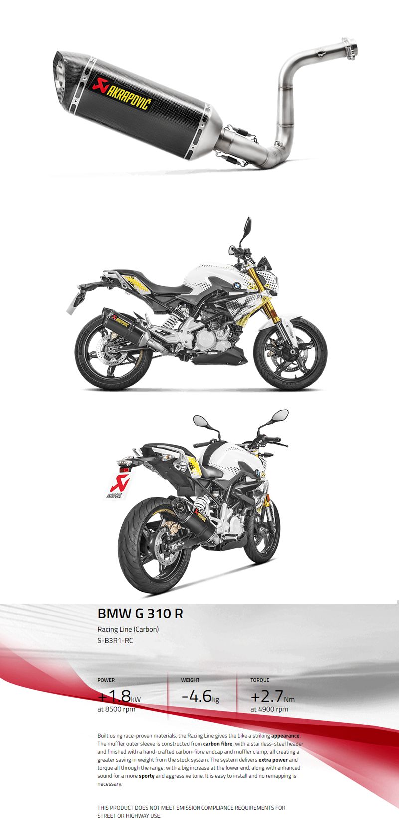 아크라포빅 BMW G310R / G310GS 17이상 머플러 (풀시스템/카본) S-B3R1