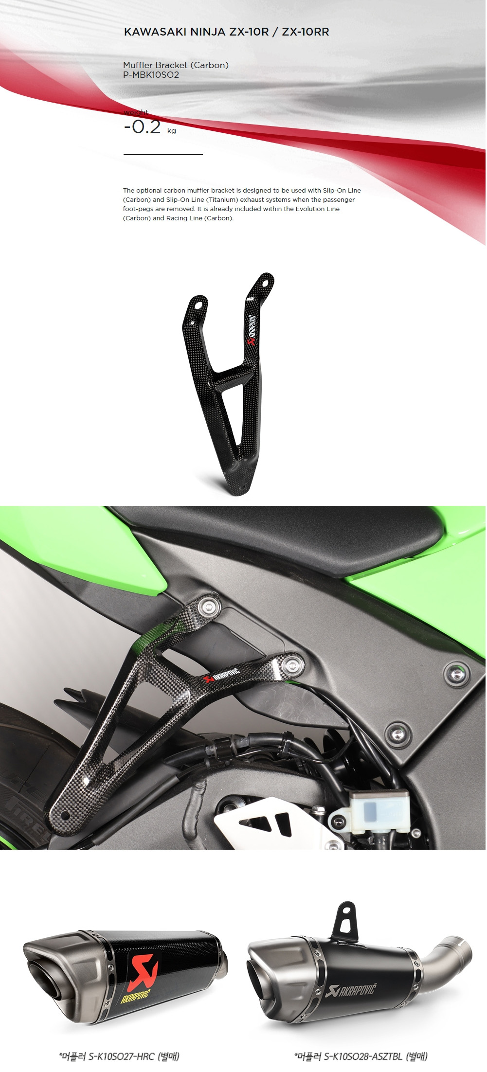 아크라포빅 ZX10R/RR 21- 카본 머플러 브라켓 P-MBK10SO2