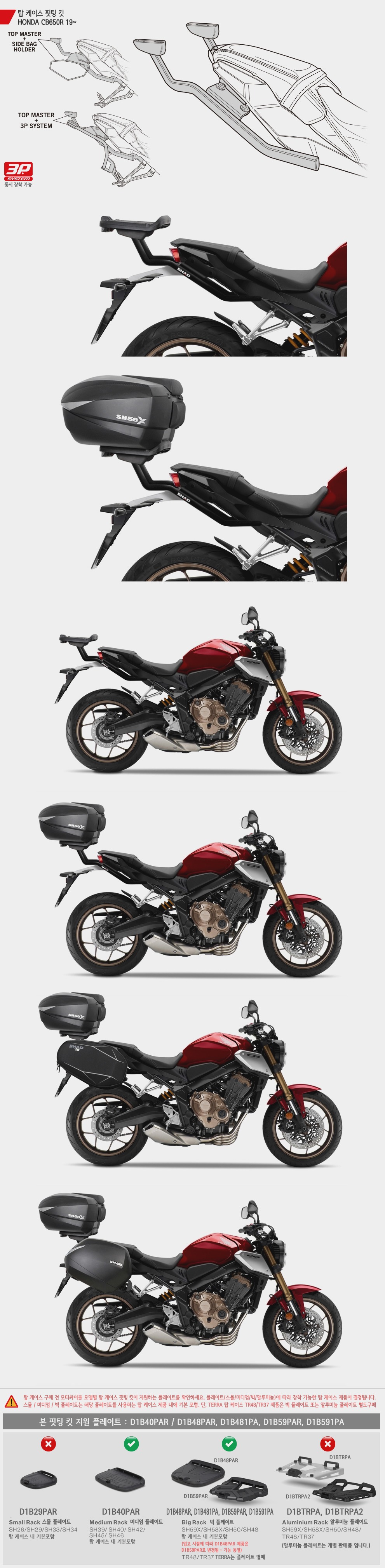 샤드 CBR650R 19-21 리어캐리어 H0CR61ST