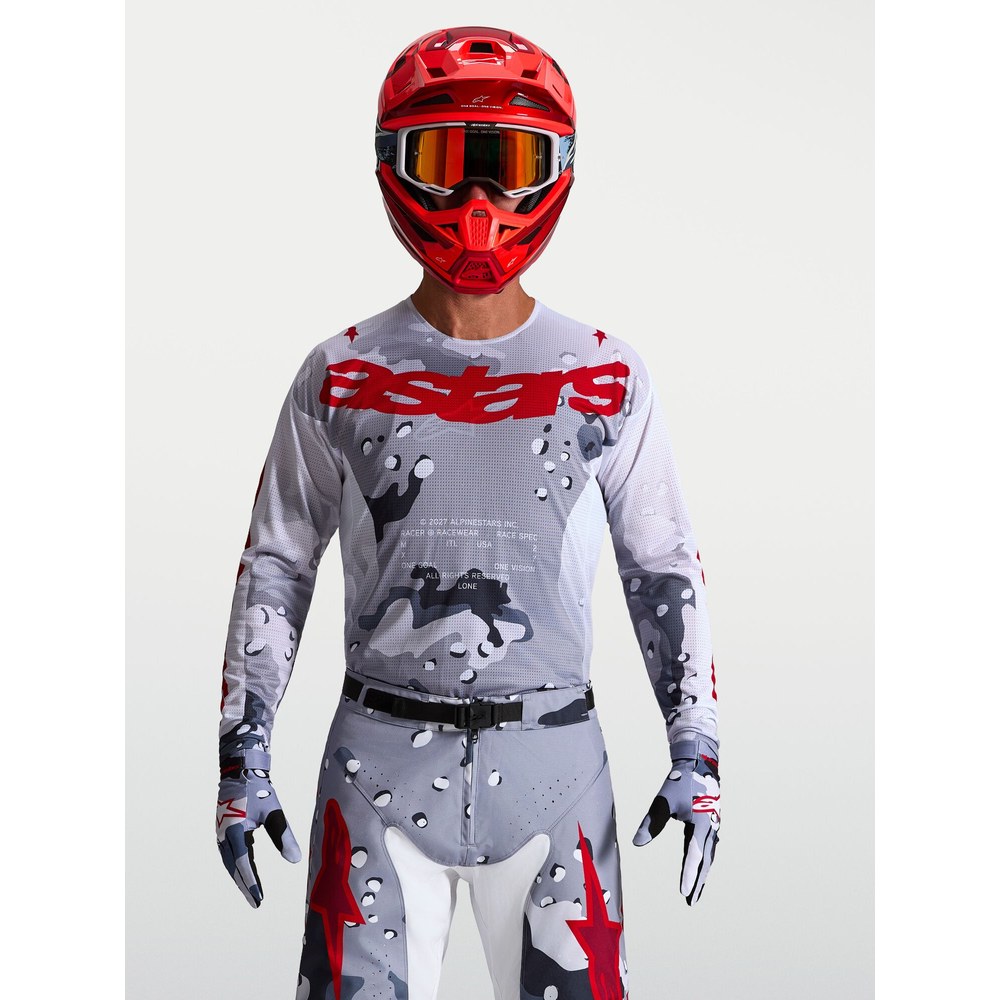 알파인스타즈 져지 RACER AIR LONE GRAY CAMO WHITE FIRE RED