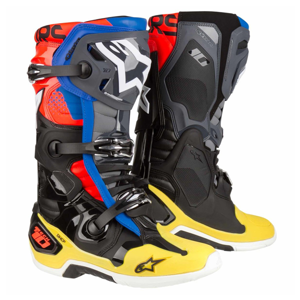 알파인스타즈 부츠 TECH-10, BLACK YELLOW BLUE RED FLUO