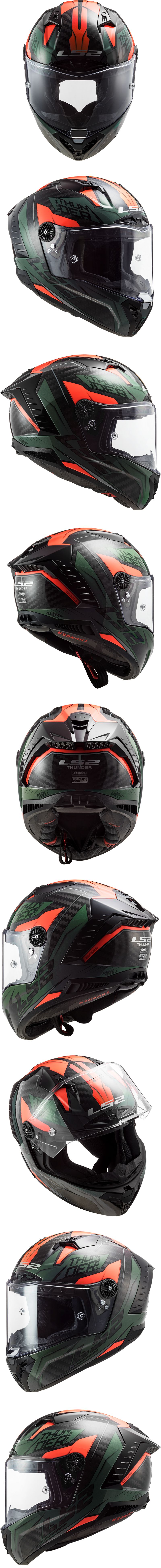 LS2 헬멧 FF805 THUNDER CHASE GLOSS GREEN ORANGE