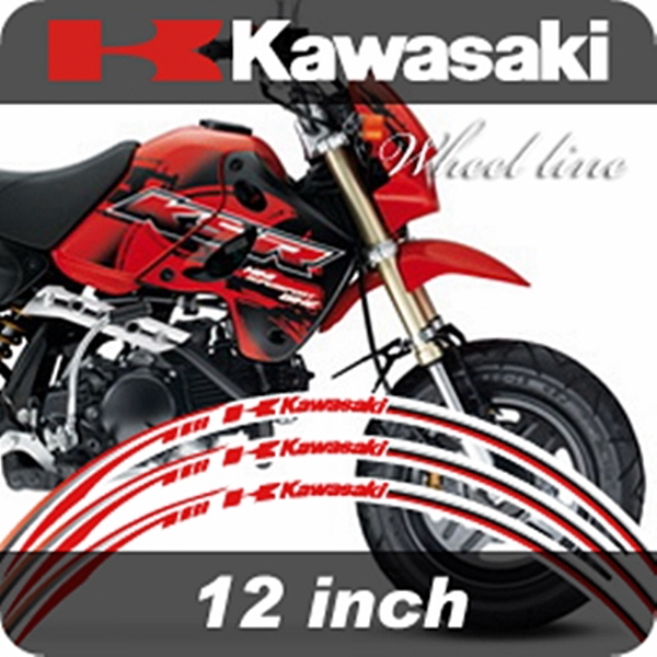 MOTOSTK 고급 4D 휠 스티커 12인치 범용 가와사키 적색