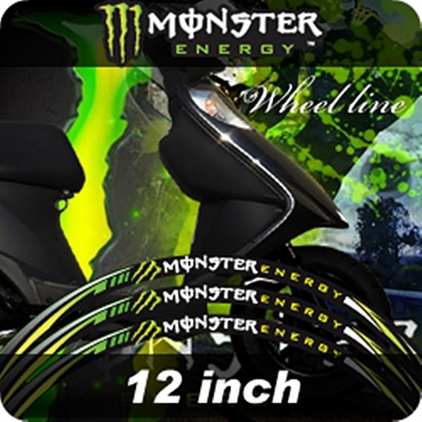 MOTOSTK 고급 4D 휠 스티커 12인치 범용 몬스터 초록