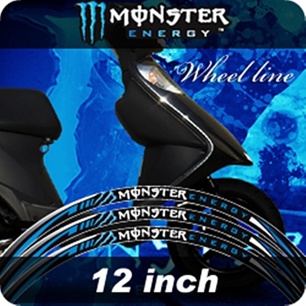 MOTOSTK 고급 4D 휠 스티커 12인치 범용 몬스터 파랑