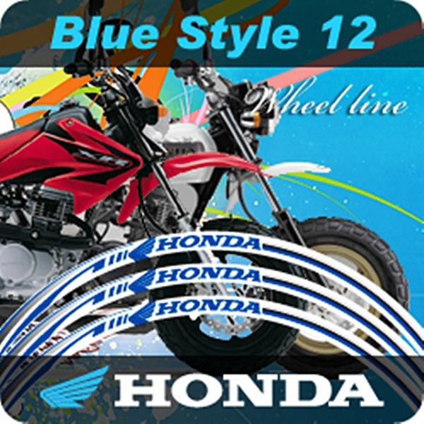 MOTOSTK 고급 4D 휠 스티커 12인치 범용 혼다 파랑