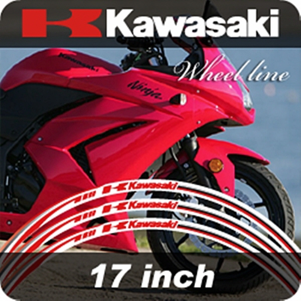 MOTOSTK 고급 4D 휠 스티커 17인치 범용 가와사키 적색