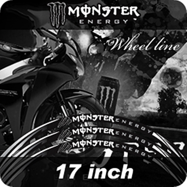 MOTOSTK 고급 4D 휠 스티커 17인치 범용 몬스터 검정