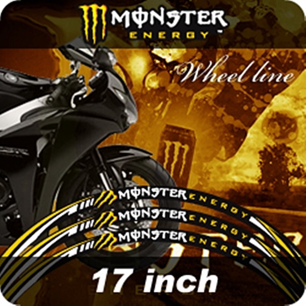 MOTOSTK 고급 4D 휠 스티커 17인치 범용 몬스터 노랑