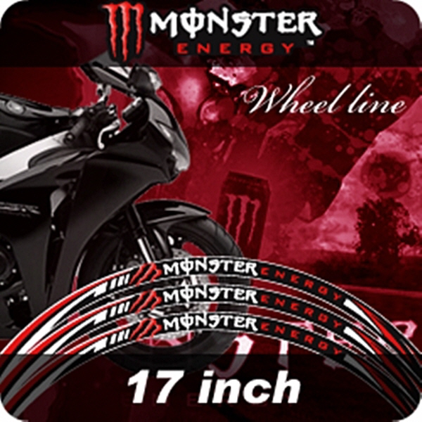 MOTOSTK 고급 4D 휠 스티커 17인치 범용 몬스터 적색
