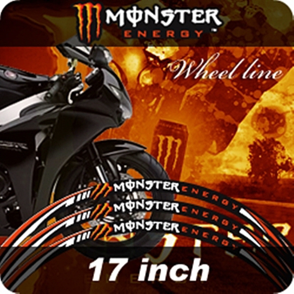 MOTOSTK 고급 4D 휠 스티커 17인치 범용 몬스터 주황
