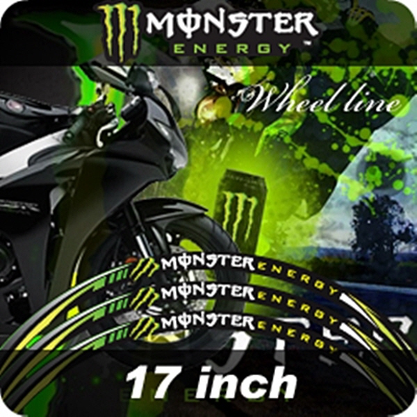 MOTOSTK 고급 4D 휠 스티커 17인치 범용 몬스터 초록