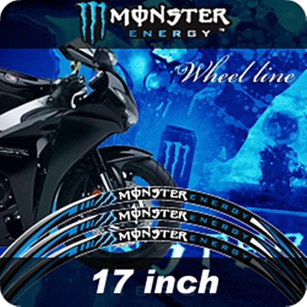 MOTOSTK 고급 4D 휠 스티커 17인치 범용 몬스터 파랑