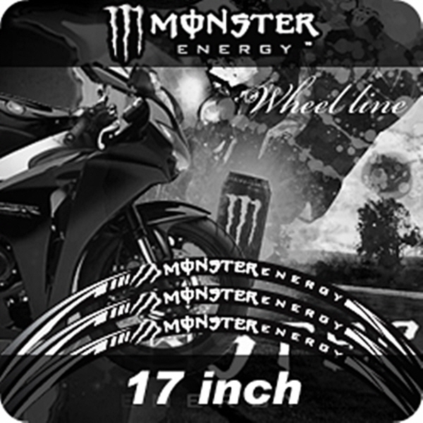 MOTOSTK 고급 4D 휠 스티커 17인치 범용 몬스터 회색