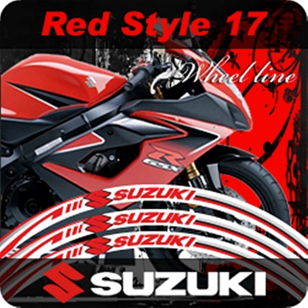 MOTOSTK 고급 4D 휠 스티커 17인치 범용 스즈키 적색