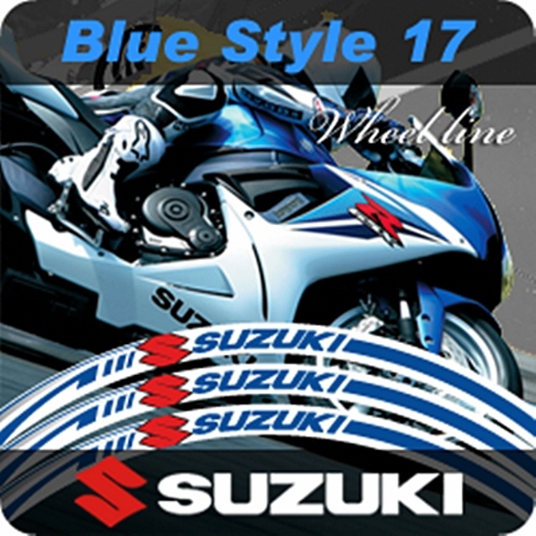 MOTOSTK 고급 4D 휠 스티커 17인치 범용 스즈키 파랑