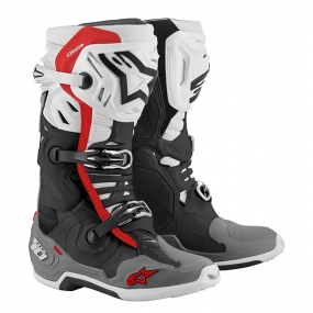 알파인스타즈 오프로드 부츠 TECH-10, SUPERVENTED, BLACK WHITE MID GRAY RED