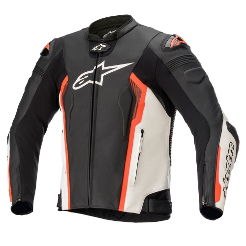 알파인스타즈 자켓 가죽 MISSILE V2 BLACK WHITE RED FLUO