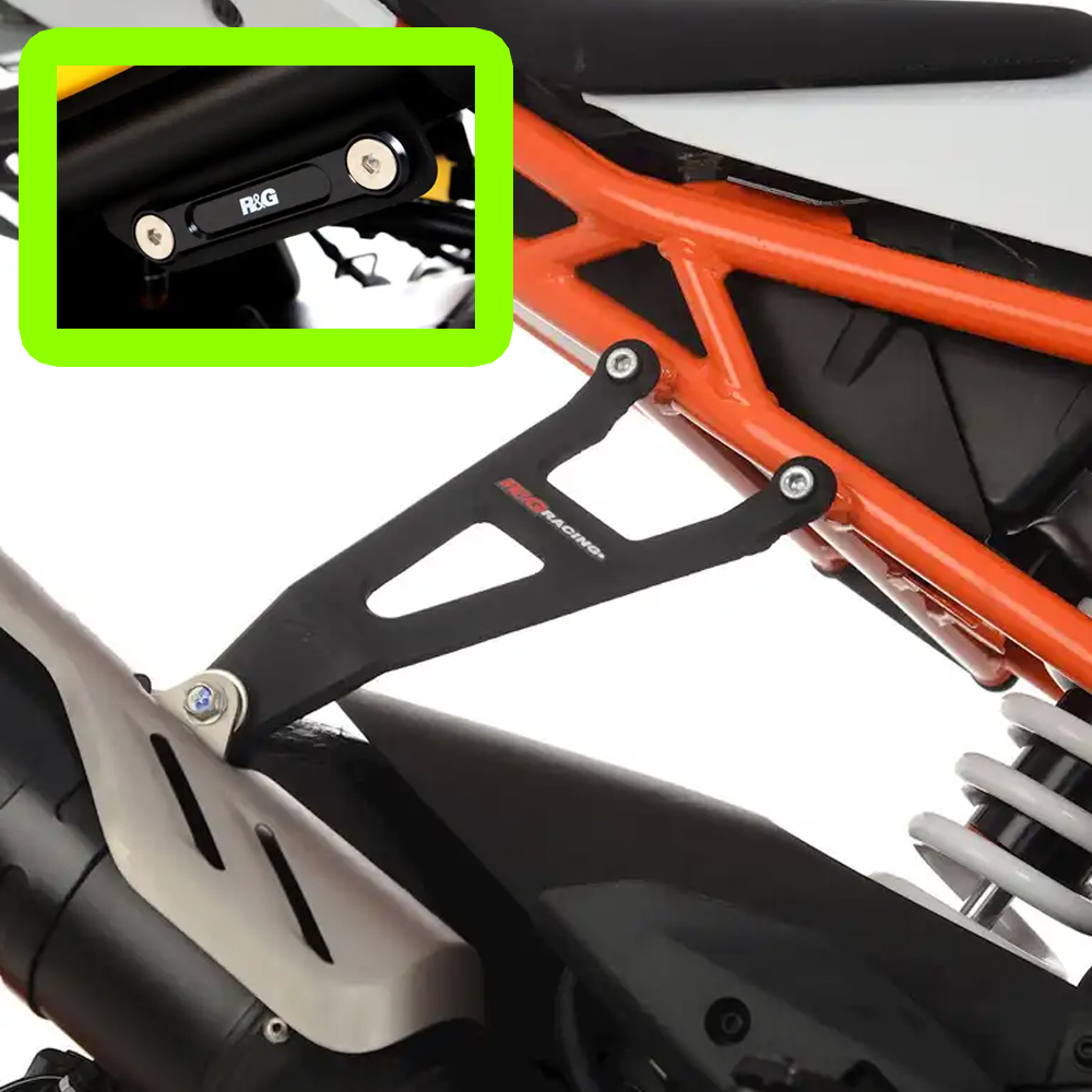 [해외] R&G KTM RC390 22이상 머플러 행거 + 텐덤스텝캡 EH0116BKA