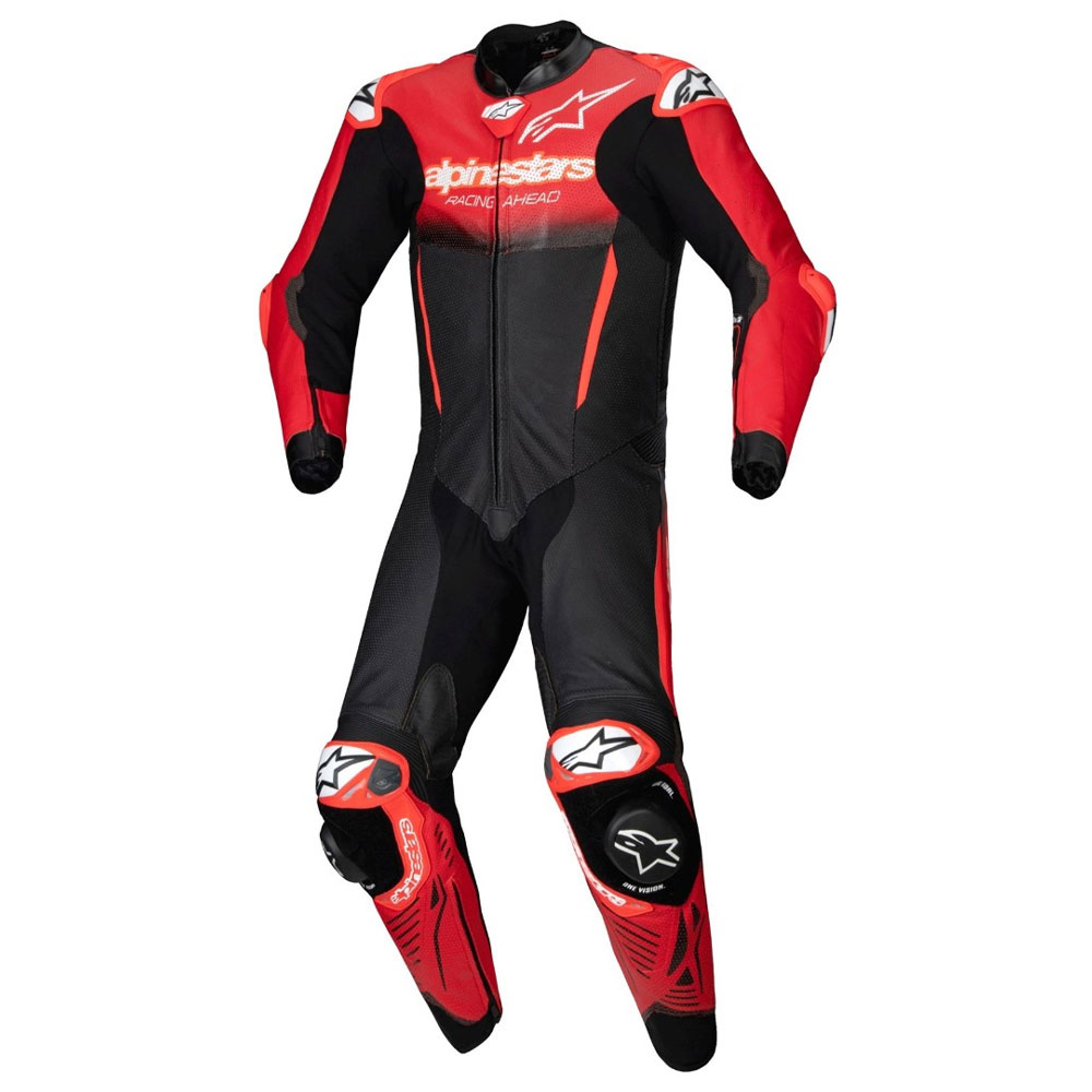 알파인스타즈 슈트 GP-R7 1PC 가죽 블랙 미드 레드