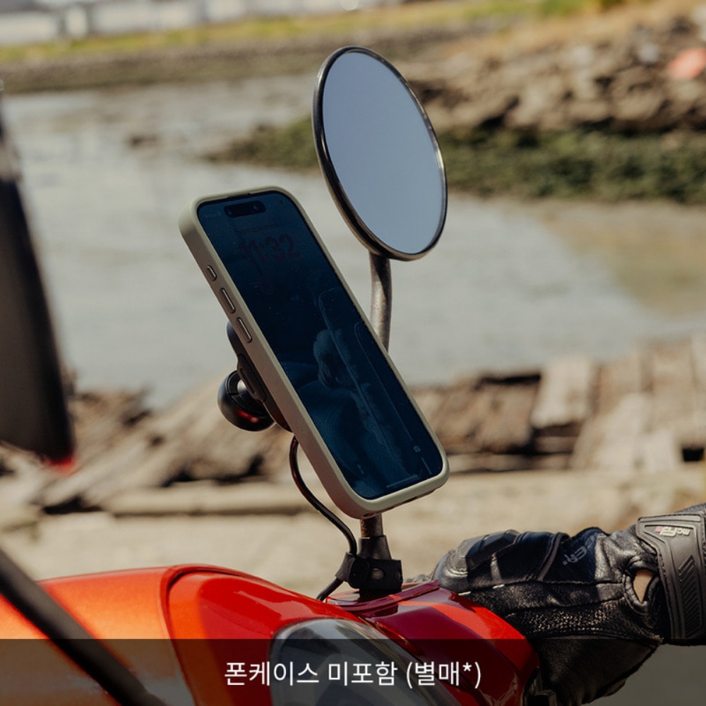 픽디자인 아이폰 전용 모토사이클 미러 마운트 무선충전
