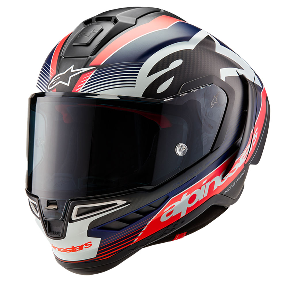 알파인스타 헬멧 S-R10 팀 블랙 레드 플루 다크 블루 카본