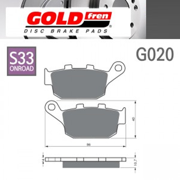 골드프렌 혼다 CB650 / CBR650R 19이상 브레이크패드 (뒤) G020-S33