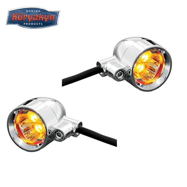 쿠리야킨 할리 스트릿750 LED 실버 블릿 윙카 (3/8"-16 볼트 마운트) 1645