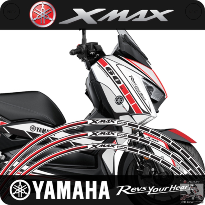 MOTOSTK 야마하 XMAX300 휠 스티커 60주년 RED