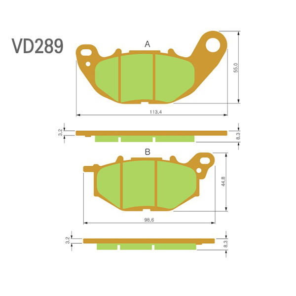 베스라 야마하 R3 MT03 15이상 브레이크패드 앞 VD289