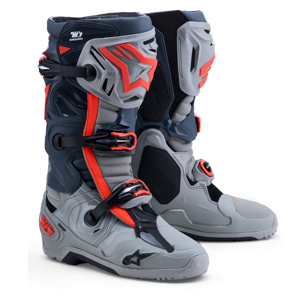 알파인스타즈 TECH 10 ENDURO 부츠 MID GRAY DARK GRAY RED FLUO